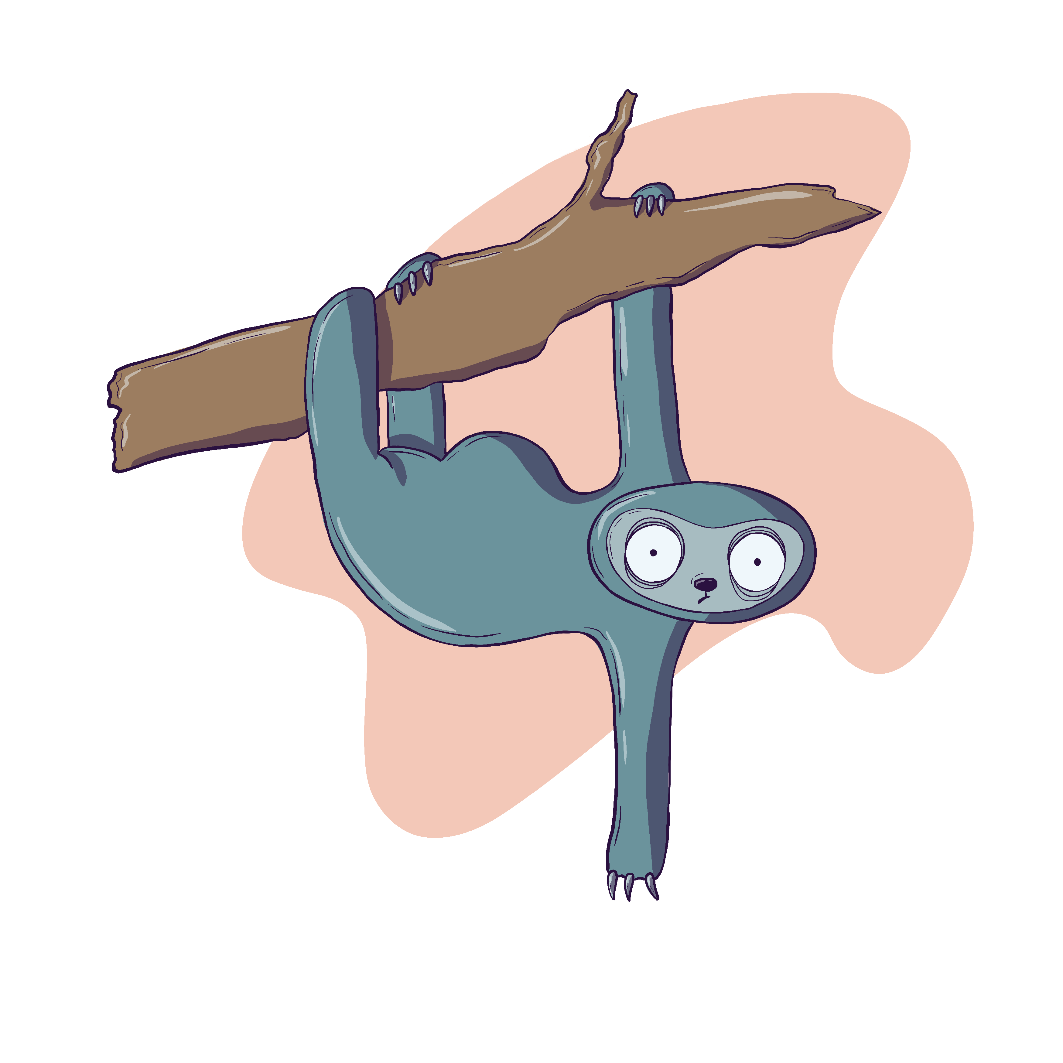 A smiling cartoon sloth, by Amberrose Nelson